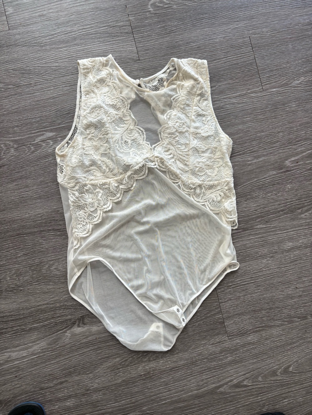 BOGO**Ambiance Cream Lace Floral Bodysuit